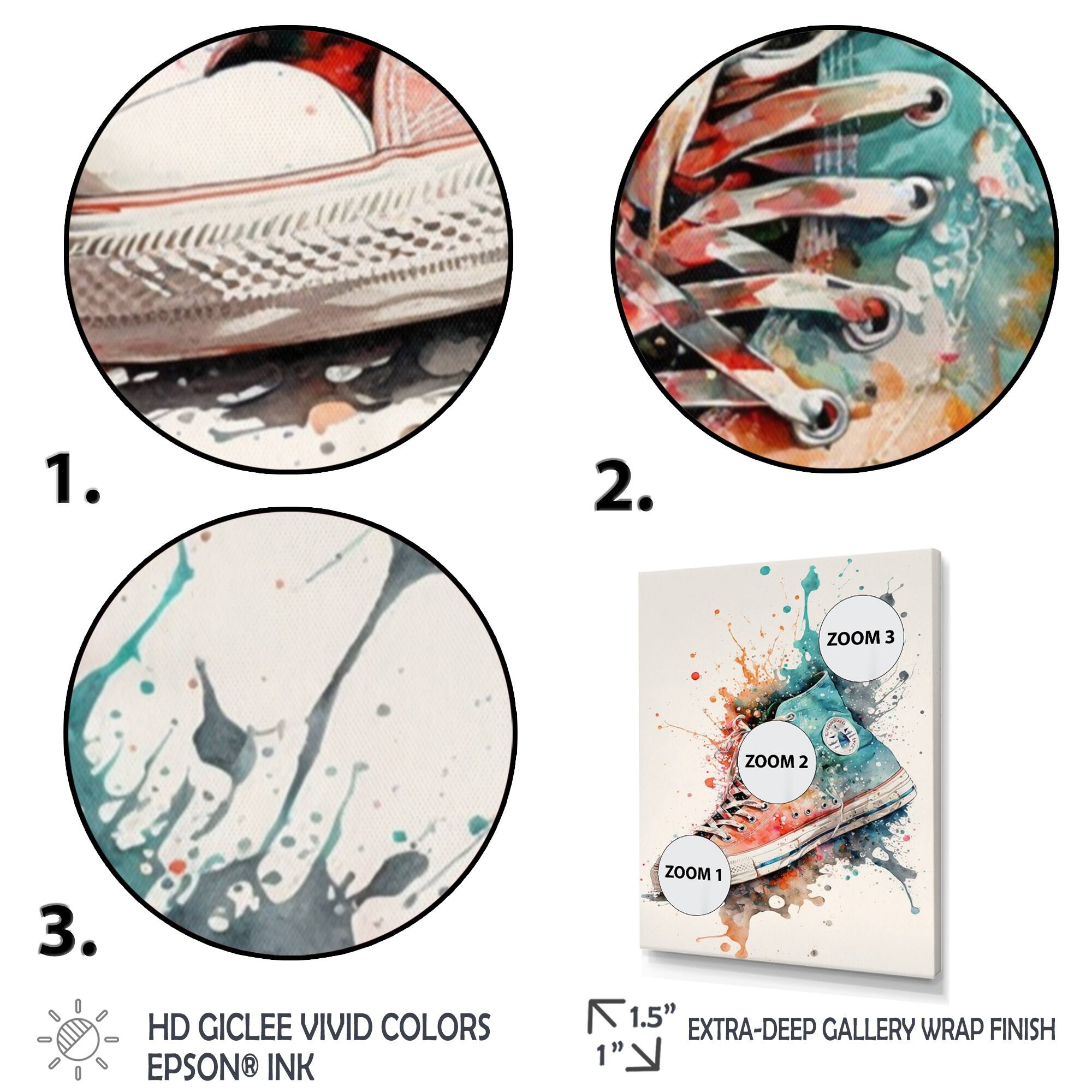 Designart "Multicolor Sneaker Shoe II" Fashion Shoes Canvas Art Print